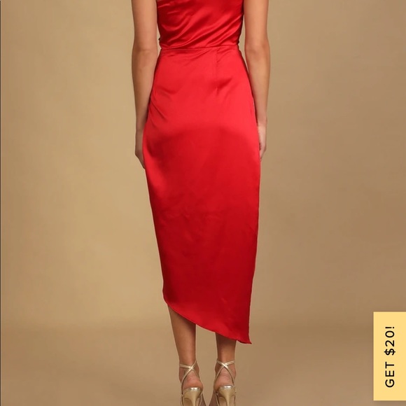Lulu’s Red satin Dress. Brand new w/tags and never worn. - Picture 4 of 8